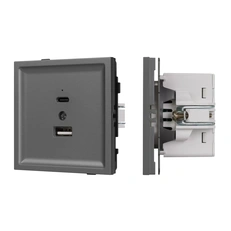 Изображение Модуль USB зарядки Type-A+C QC3.0 Arlight TENDO графитовый soft-touch 054538